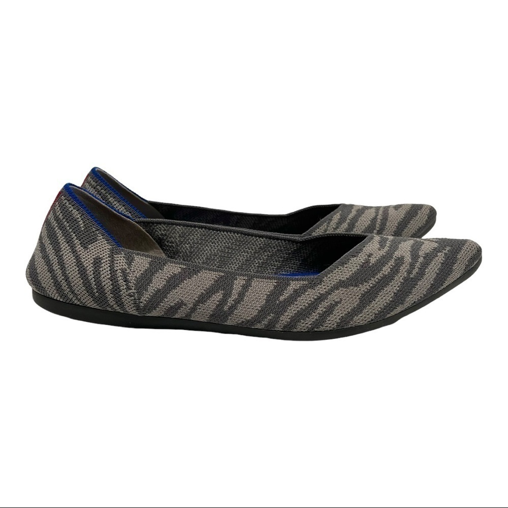 Rothy’s Gray Zebra The Point RARE Retired Flats Women’s 7.5